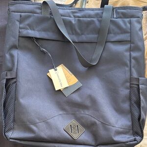 United By Blue Black Quilted-Style Tote with Mesh Bottle Pockets